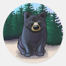 Pegatina Redonda Black Bear Cub Classic