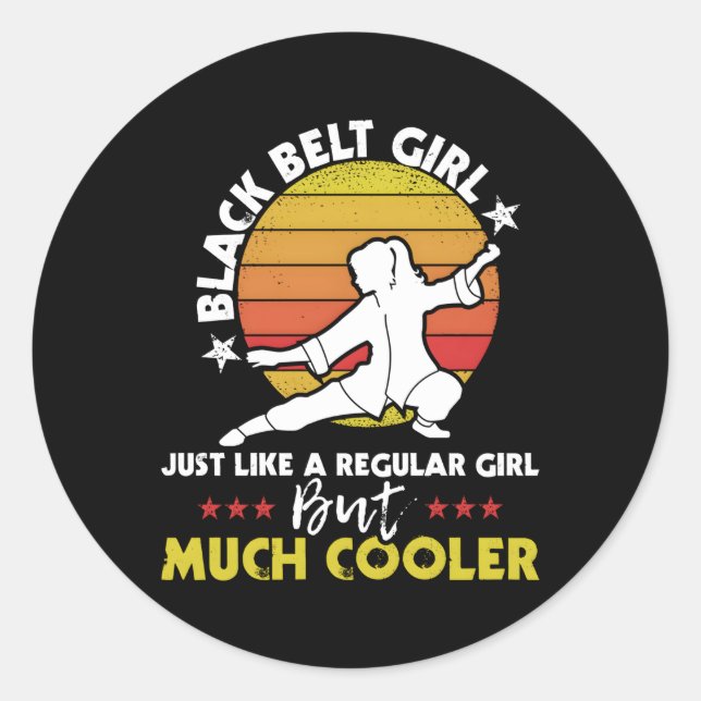 Pegatina Redonda Black Belt Karate Taekwondo Mixed Mma (Anverso)