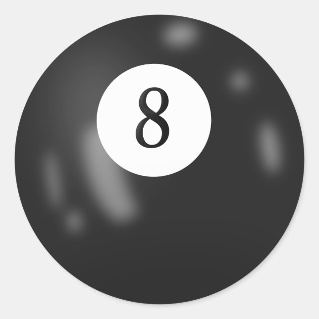 Pegatina Redonda Black Billiard Eight Ball (Anverso)