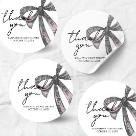 Pegatina Redonda Black Bow Halloween Baby Shower