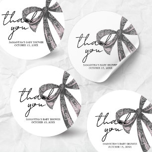 Pegatina Redonda Black Bow Halloween Baby Shower