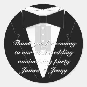 Pegatina Redonda Black Bow Tie Tuxedo