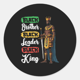Pegatina Redonda Black Brother Black Leader Black King American Afr