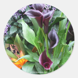 Pegatina Redonda Black Calla Lilies