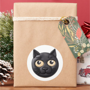 Pegatina Redonda Black Cat 3D Inspirado
