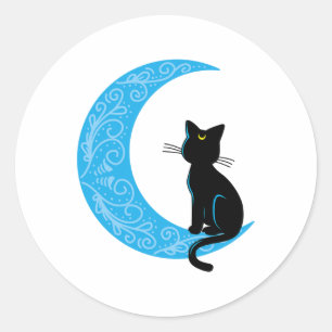 Pegatina Redonda Black Cat Crescent Moon Sailor Mom