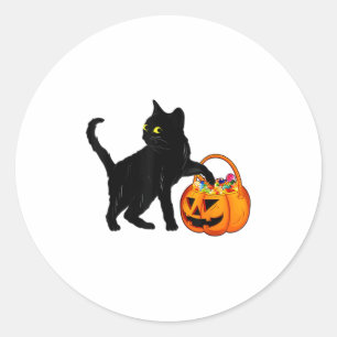 Pegatina Redonda Black Cat Halloween Candy Bag Bag Sweet Lollip
