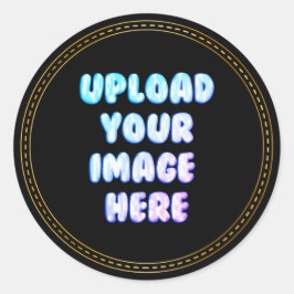 Pegatina Redonda Black Classic Round Sticker with a Business Logo