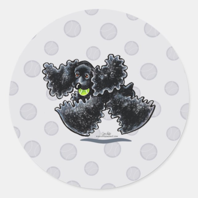 Pegatina Redonda Black Cocker Spaniel Play (Anverso)