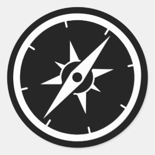 Pegatina Redonda Black Compass