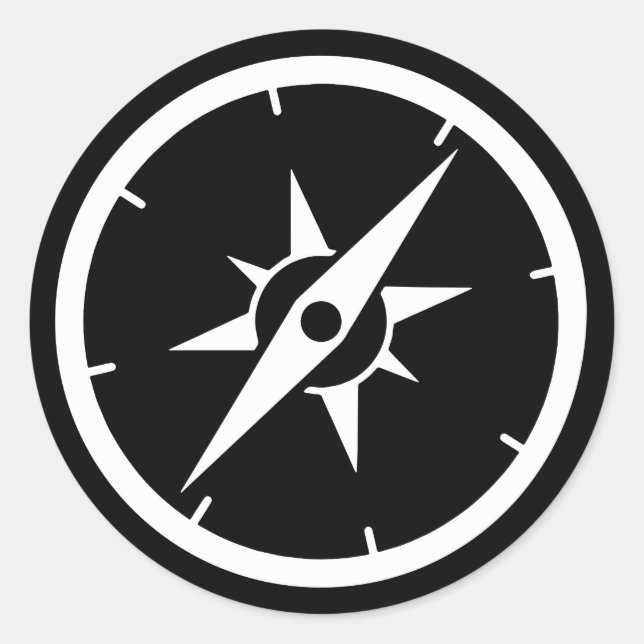 Pegatina Redonda Black Compass (Anverso)