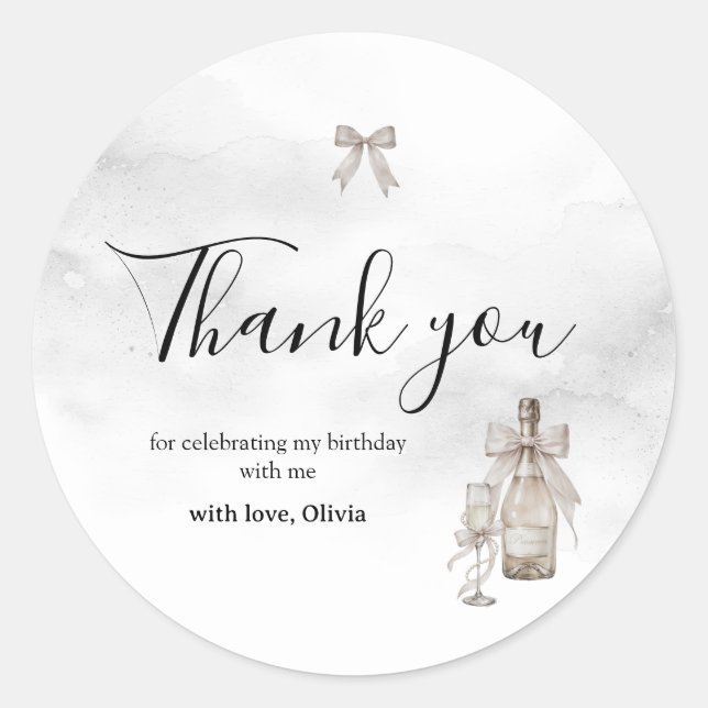 Pegatina Redonda Black Coquette Minimalist Elegant 50th Birthday  (Anverso)