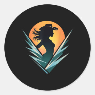 Pegatina Redonda Black Cowgirl Rodeo occidental Melanin Black Histo