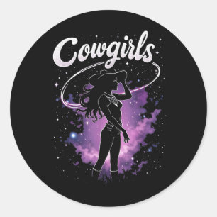 Pegatina Redonda Black Cowgirl Rodeo occidental Melanin Black Histo