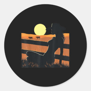 Pegatina Redonda Black Cowgirl Rodeo occidental Melanin Black Histo