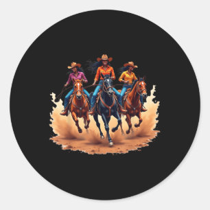 Pegatina Redonda Black Cowgirl Rodeo occidental Melanin Black Histo