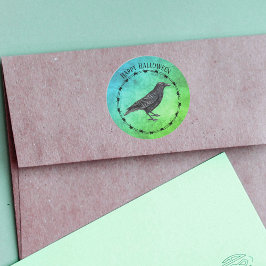 Pegatina Redonda Black Crow Circle Black Barbed Wire Blue Green