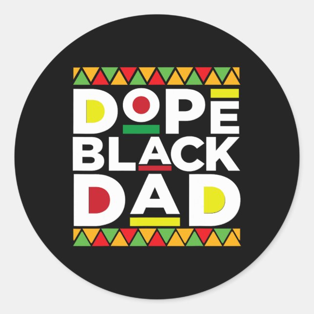 Pegatina Redonda Black Dad Afro-American African Fathers Day Junete (Anverso)