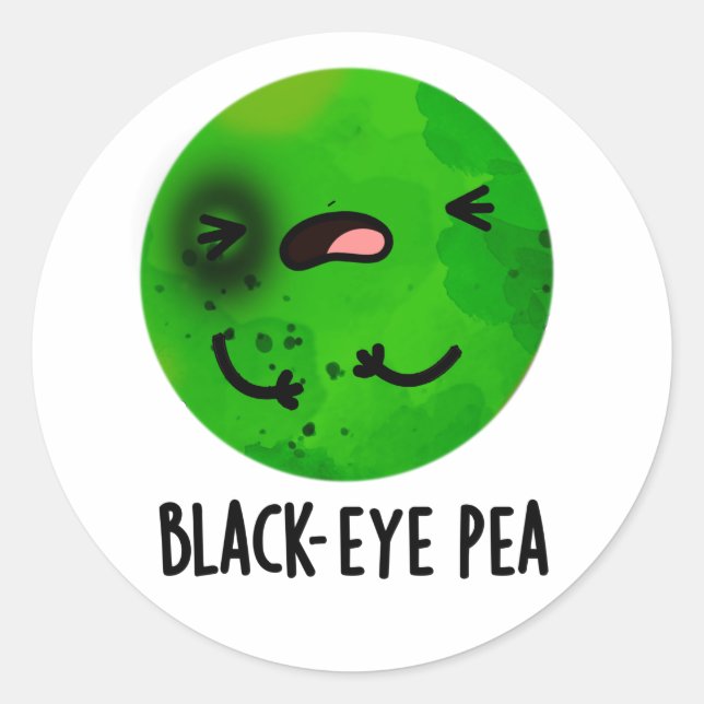 Pegatina Redonda Black Eye Pea Funny Veggie Pun (Anverso)