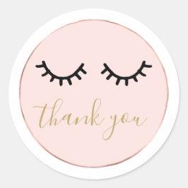 Pegatina Redonda Black Eyelashes Rosa Gold Pink Gracias