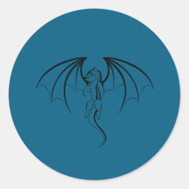 Pegatina Redonda Black Fantasy Silhouette Dragon Emblem
