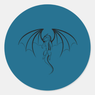 Pegatina Redonda Black Fantasy Silhouette Dragon Emblem