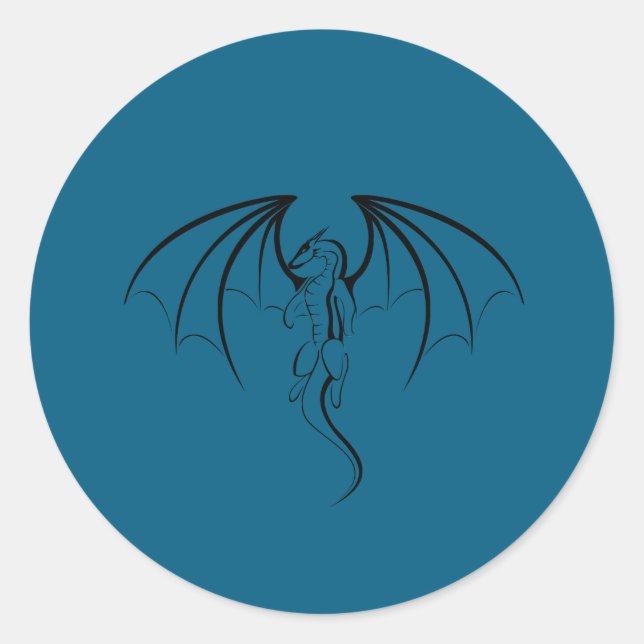 Pegatina Redonda Black Fantasy Silhouette Dragon Emblem (Anverso)