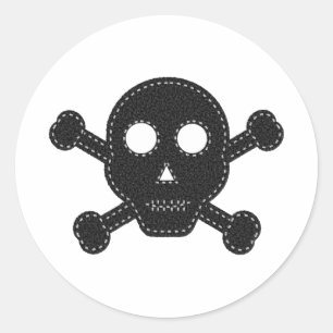Pegatina Redonda Black Felt Skull