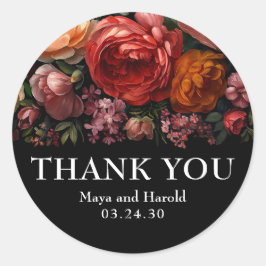 Pegatina Redonda Black Floral Botanical Moody Dutch Gracias