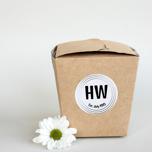 Pegatina Redonda Black Geometric Dashes Circles Motif (Subido por el creador)