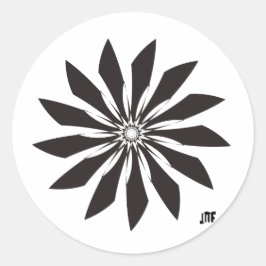 Pegatina Redonda black geometry flower