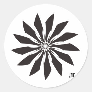 Pegatina Redonda black geometry flower
