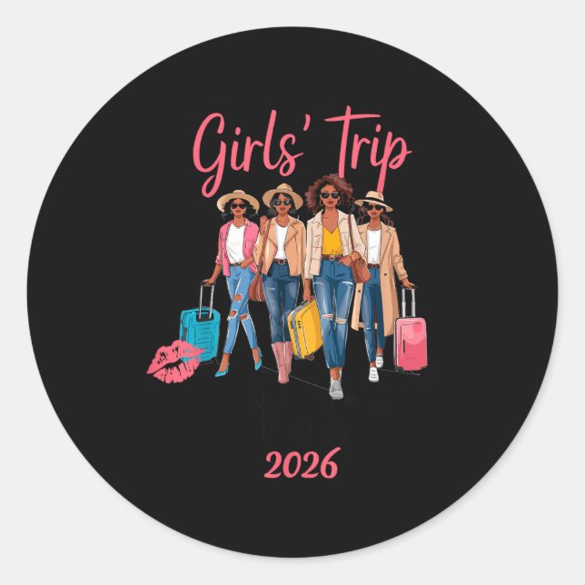 Pegatina Redonda Black Girls Trip Bali 2026 Vacation Birthday Melan (Anverso)