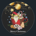 Pegatina Redonda Black Gnome Merry Christmas Snow Flakes<br><div class="desc">¡Dale un regalo tan único como la persona que amas! Este paquete de pegatinas Black Gnome es justo lo que necesitas para las personas especiales en tu vida. Con muchas de las mejores imágenes de Navidades,  este pegatina seguramente los hará sonreír. Es un pequeño detalle que va muy lejos.</div>