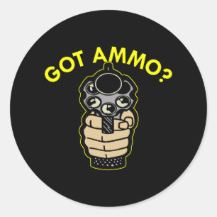 Pegatina Redonda Black Got Ammo Pistol