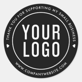 Pegatina Redonda Black Gracias Por Apoyar A Mi Pequeña Empresa