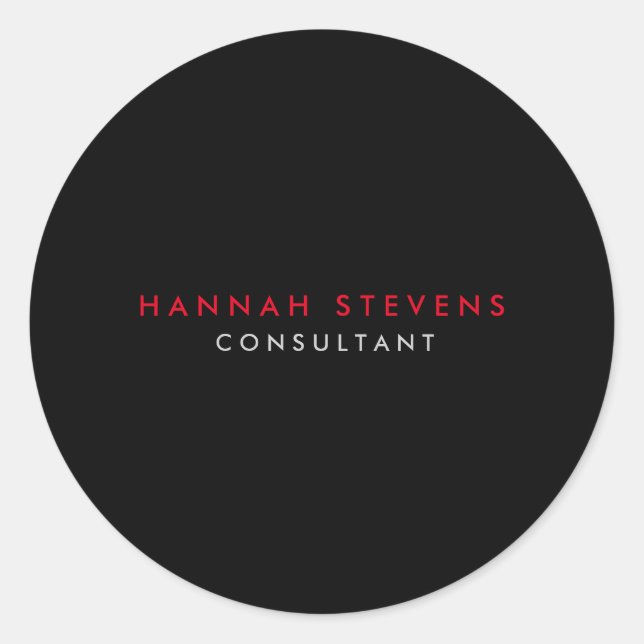 Pegatina Redonda Black Gray Red Profesional Moderno (Anverso)