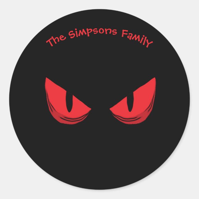 Pegatina Redonda Black Happy Halloween Da miedo Mirando las lágrima (Anverso)