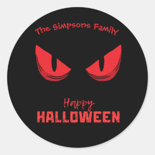 Pegatina Redonda Black Happy Halloween Sasuy Mirando los ojos rojos