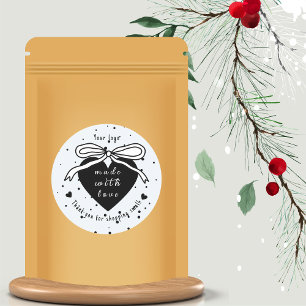 Pegatina Redonda Black heart & Bow Gracias por comprar lo pequeño