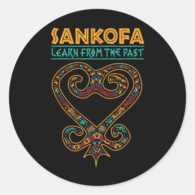 Pegatina Redonda Black History Afrocentric Sankofa Tribal Illustrat (Anverso)