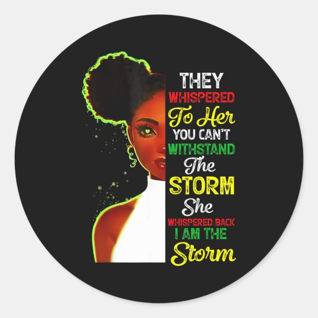 Pegatina Redonda Black History Month African Girl Woman Afro I Am T (Anverso)