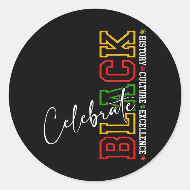 Pegatina Redonda Black History Month Believe Achieve Succeed Melani (Anverso)