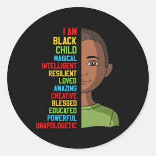 Pegatina Redonda Black History S Kids Im Black Child Month Boy Todd