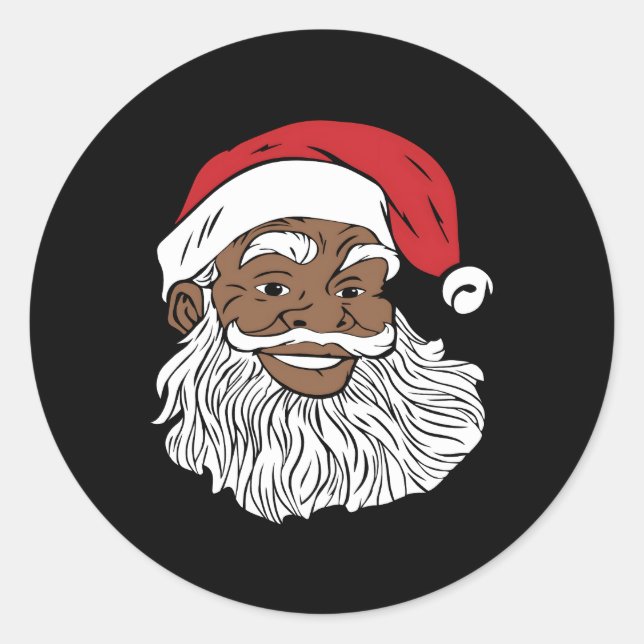 Pegatina Redonda Black Jolly Santa Fun (Anverso)