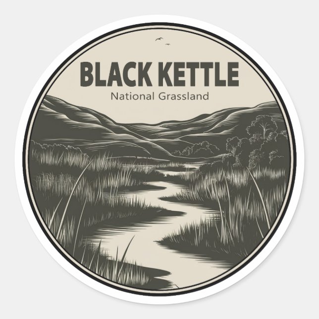 Pegatina Redonda Black Kettle National Grassland Stream (Anverso)