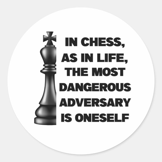 Pegatina Redonda Black King Chess Pieza Wisdom Power Strategy (Anverso)