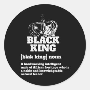 Pegatina Redonda Black King Definition Orgullo afroamericano negro