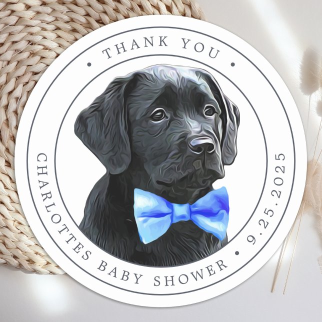Pegatina Redonda Black Lab Blue Boy Baby Shower Gracias (Subido por el creador)