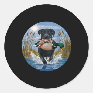 Pegatina Redonda Black Lab Labrador Caza Patos de aves de corral Am